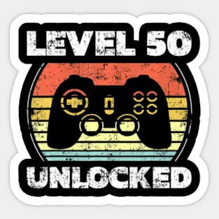 Level 50 Video 50th Birthday Sticker